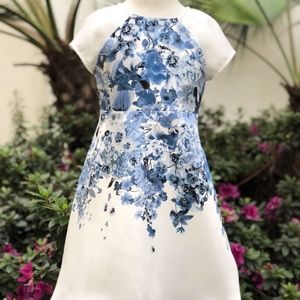 Beautiful blue floral print formal dress